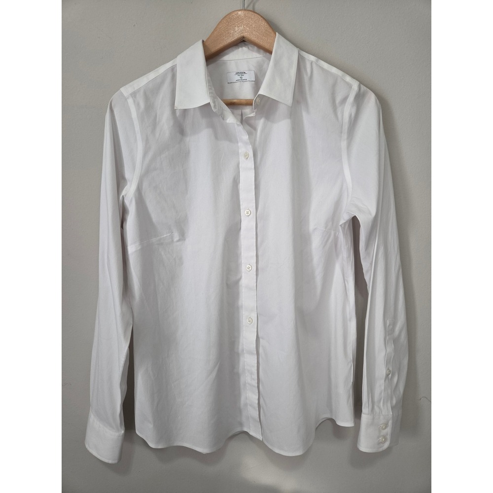 UNTUCKit For Her Womens 10 White Button Down Shirt Cotton Blend Long Sleeve